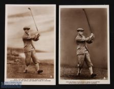 2x 1920s HRH Prince of Wales Real Photograph Golfing Postcards - 2x variations titled 