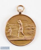 1912-13 'LHGC' 1st Class 9ct Gold Golf Medal awarded to 'P Toothill', embossed golf figure to