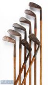 8x Assorted Irons incl Spalding Anville mark mashie niblick, Percy March no 2 iron, diamond back