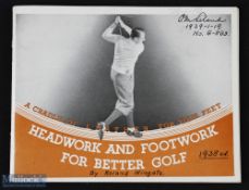 1938-39 Roland Wingate Headwork & Footwork Golf Club and Shoes catalogue a 32 paged booklet fully