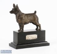 1935 Hythe Golf Club Kent Dog Trophy a fine bronze cast on ebonised wooden plinth with hallmarked