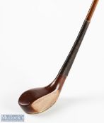 Fine and exotic R Forgan POWF dark stained persimmon scare neck late bulger brassie c1895 - fitted