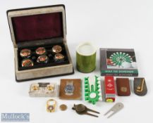 Collection of miscellaneous Golf Items (11) - Leather Faux Golf Ball Box Book c/w 6x Dunlop 65