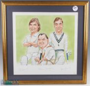 Kent Cricket Autographed Limited Edition Print featuring Chris Cowdrey, Colin Cowdrey and Graham