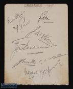 1935 Middlesex County Cricket Club Autograph Page of Signatures, 9 signatures on one side of page,