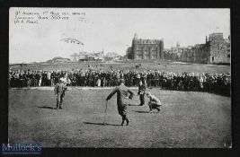 Early Amateur Golf Championship St Andrews Postcard - titled 1st Hole with John Ball watching