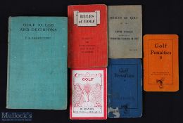 Golf Rules Books to include Golf Rules and Decisions F S Shenstone 1935, Rules of Golf Booklet -