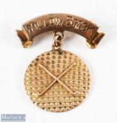 10K Gold Willow Brook Winner Calcutta 1950 Medal / Fob with ball style fob with ribbon shaped pin