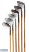 6x Assorted niblicks and mashie niblicks - niblicks include a Sportsman's brand, unnamed large