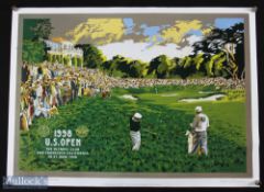 1998 US Open Championship Golf Poster signed by Artist Ken Reed. The Olympic Club San Francisco