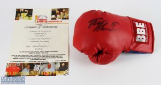 Frank Bruno Signed Boxing Glove - BBE glove with a COA from A1 Sporting Speakers' Memorabilia