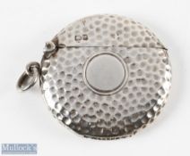 1909 Silver Golf Ball Style Vesta Case - flat dimple golf ball style case hallmarked Chester 1909 by