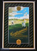 1995 Centennial US Open Championship Golf Poster signed by Artist Ken Reed, Long Island 15th-18th