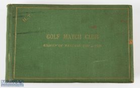 Golf Match Club Record of Matches 1897 to 1938 Book in original green board covers, some signs of