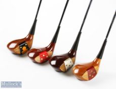 4x Various MacGregor persimmon woods including a key hole DX Tourney model in light stained