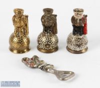 Brass Golf Dunlop Dimple Ball Style Brass Bell, Figures 9cm tall - plus metal bottle opener (3)