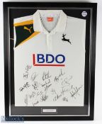 2014 Nottinghamshire CCC Squad Signed Cricket Shirt - professionally framed - size 87x67cm