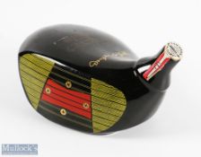 Douglas McGibbon oversized ceramic persimmon head style whiskey decanter still full with contents,