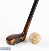 Wood mallet head putter style Golf Sunday Walking Stick in dark stained persimmon, with Boar's