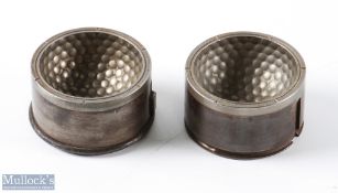 Interesting Metal Dimple Pattern Golf Ball Mould - both stamped with the letter B to each base -