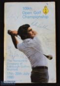 Multi signed 1980 109th Open Golf Championship Programme to include the winner Tom Watson Peter
