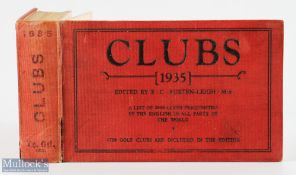 A List of English Clubs in all parts of the world 1935 43rd year by C Austen Leigh, boards part