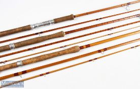 J S Sharpes Scotland Scottie, impregnated split cane spinning rod, 9'3
