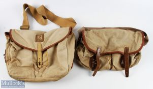 A pair of canvas and leather fishing bags: 1x Brady Halesowen 12