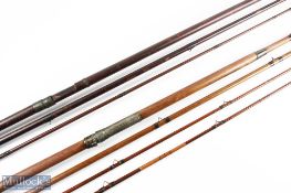 2x unnamed greenheart fly/dapping rods (?) both 18', one 3pc with drop rings and one with 3pc and