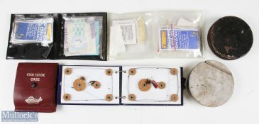 Ogden Smith Clapham Junction, black japanned cast/fly tin; Richard Wheatley alloy fly cast tin