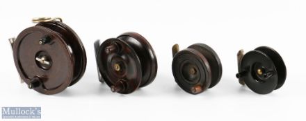 A collection of reels to include: 1x Allcock Aerialite Bakelite centre pin reel, 3 3/4