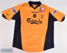 2001 Liverpool v Cardiff Cup Final Replica Football Orange Away Shirt, Reebok 42