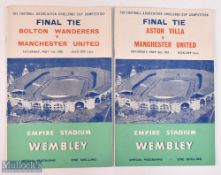 1957 FAC final programme Manchester Utd v Aston Villa at Wembley; 1958 FAC final programme