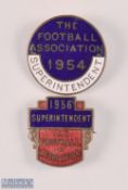 1954 + 1956 The FA Association Superintendent Enamel Badges (2)
