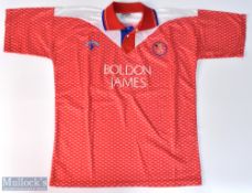 1992/93 Crewe Alexandra home football shirt in red and white, Matchwinner / Boldon James, size 42/