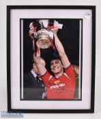 Manchester United Bryan Robson Autographed Display features Robson holding the FA Cup with signature