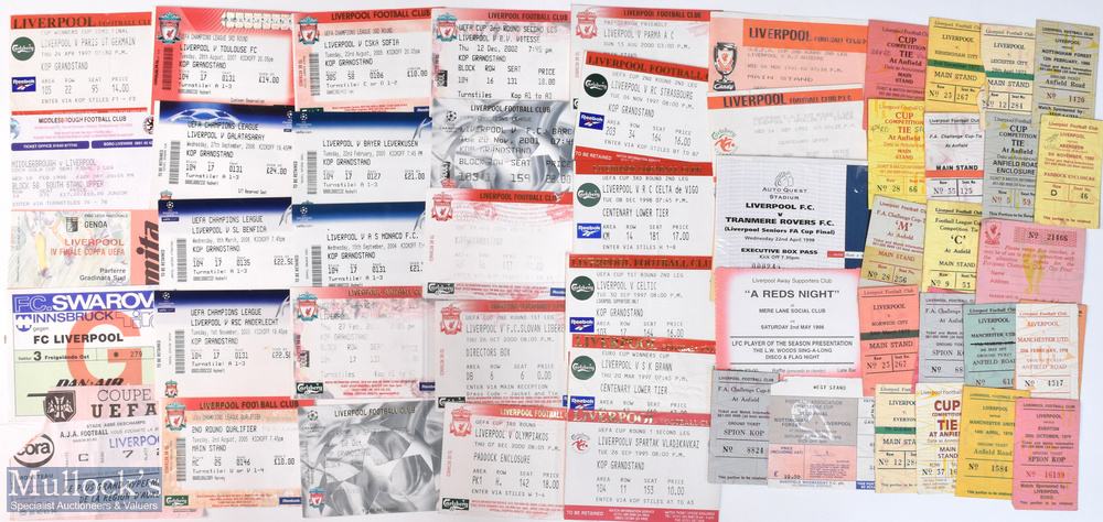 TICKETS: Liverpool European match tickets homes 1991/92 Auxerre (UEFA), 1992/93 Apollon (ECWC),