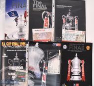 Collection of FAC final match programmes to include 1996 Liverpool v Manchester Utd (+ match