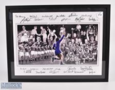 Manchester United Memories Autographed display featuring a montage of players and managers to centre