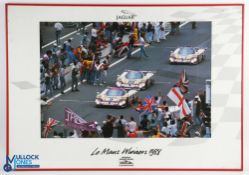 Jaguar - Le Mans Winners 1988 framed display, measures 101x70cm approx