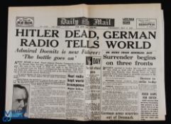 WWII - an original edition of the Daily Mail for May 2nd 1945 with headline: 'Hitler Dead German
