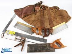 Carpentry Tools Collection of Spear & Jackson Rips Saw, Tyzack tenon Saw, wooden spirit levels,