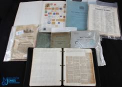 Ephemera - carton containing a postal history album, folio rent register for East Yorkshire, an