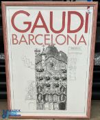 2x Opera Architecture Framed Posters, a 1982 San Francisco Opera summer festival, and Gaudi