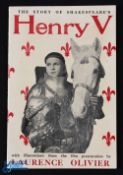 Henry V Film Souvenir Booklet 1944 - 32 page booklet with 12 photographs from this Technicolour Film