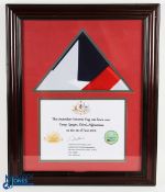 2016 Framed Australian National Flag that was flown over Camp Qargha, Kabul, Afghanistan, frame size