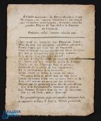 Exorcism - printed document in French dated 1816 being an exorcism for an unnamed scandalmonger