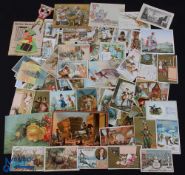 Collection of Over 70 very attractive 19th Century Trade Cards c1870s-1890s - all fine multicoloured