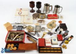 Box of Collectables, to include a selection of lighters, penknives, tankards, playing cards, a tarot