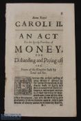 Disbanding the Armed Forces 1660 - An extremely rate Act of Parliament of King Charles II, one of